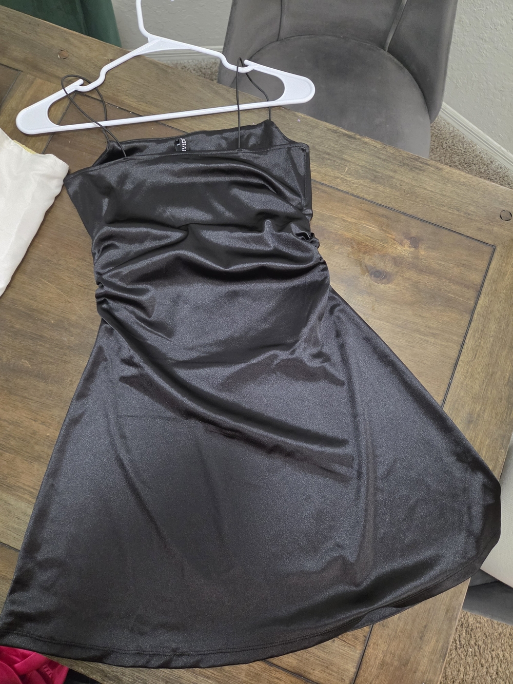 H&M Black Satin Mini Slip Dress with Thin Straps